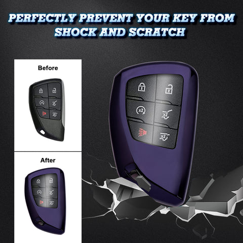 Purple Black TPU Full Protect Remote Key Fob Cover For Chevrolet Suburban 2021+