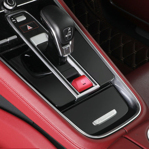 Car Interior Parking Brake P Button Switch Knob,Handbrake Button Frame Decoration Cover Sticker Compatible with Porsche Cayenne Panamera 2018-2021 (Red)