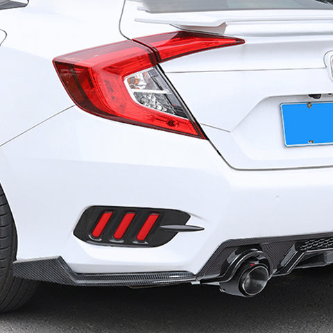 Rear Bumper Lip Diffuser Splitter Canard Carbon Fiber Pattern, Compatible with Honda Civic 10th Gen 2016-2021