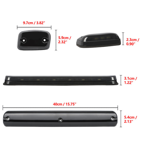 Smoked Lens Cab Roof Marker Top Clearance LED Lights OE fit, Compatible with GMC Sierra 2500 3500 HD or Chevrolet Silverado, White 9-SMD 3pcs