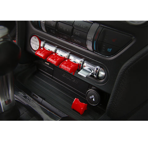 4Pcs Gloss Red Center Console Control Button Cover Trim For Ford Mustang 2015-up