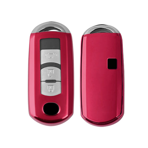 Xotic Tech Red TPU Key Fob Shell Full Cover Case w/ Red Keychain, Compatible with Mazda 2 3 5 6 CX-3 CX-5 CX-7 CX-9 MX-5 Miata Smart Keyless Entry Key