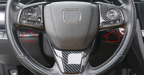 Carbon Fiber Steering Wheel Button Frame Cover Trim Media Panel Sticker Decoration for Honda Civic 10th Gen 2016 2017 2018 2019