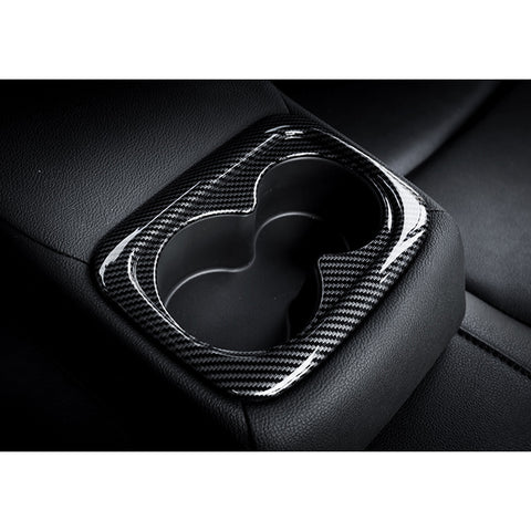 Carbon Fiber Pattern Water Cup Holder Frame Cover Trim For Honda Civic 2016-2022