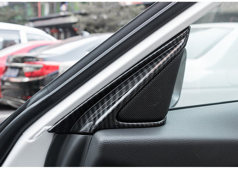 Carbon Fiber Style Car Door Front A Pillar Speaker Stereo Cover Frame Triangle Trim for Honda Accord 2018-2019