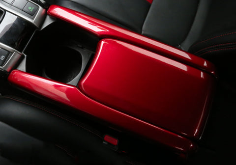 Red Center Console Armrest Box Panel Decor Cover Trim Protector Cap For Honda Civic 2016 2017 2018 2019 2020 10th Generation Insight EX 2019-2022 Interior Accessories