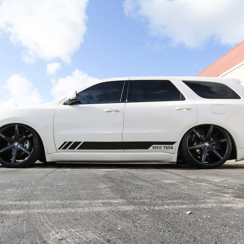 2pcs Glossy Black / White Car Side Skirt Stripe Sticker Lower Door Panel Decal Molding Trim for Dodge Durango 2010-2017