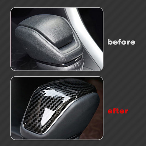 Gear Shift Knob Cover Trim Compatible with Toyata RAV4 XA50 2019-2024, Carbon Fiber Pattern
