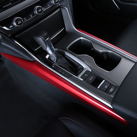 ABS Carbon Fiber / Red ABS Car Console Gear Shift Panel Cover Trim for Honda Accord 2018 2019