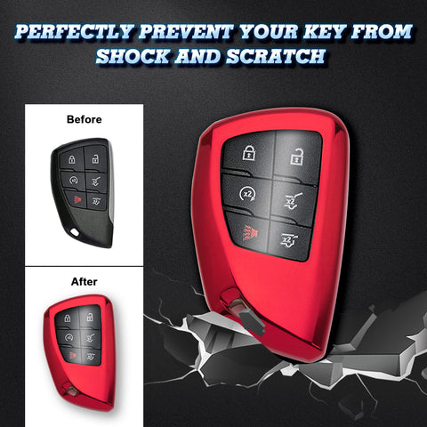 Red Soft TPU Full Protect Remote Key Fob Cover For Chevrolet Suburban 2021-2022
