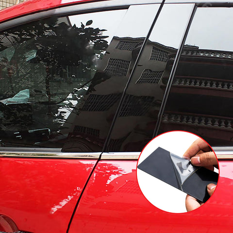 6x Piano Black Exterior Side Door Window Pillar Posts Molding Overlay Pre-Cut Cover Trims For Honda Accord Sedan 2018 2019 2020