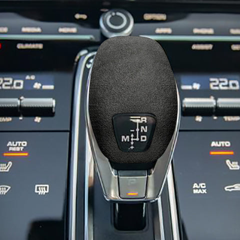 Grey Alcantara Suede Leather Gear Shift Knob Cover For Porsche Panamera 2018-up