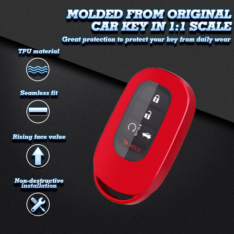 Red Soft TPU Full Protect Remote Smart Key Fob Cover For Honda Accord Civic 2022