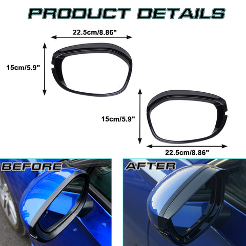 2Pcs Gloss Black Mirror Rear View Bezel Molding For Honda Civic 11th Gen 2022+