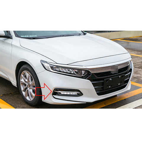ABS Chrome / Carbon Fiber Style Front Fog Light Cover Trim Fog Lamp Eyebrow Eyelid Molding for Honda Accord 10th 2018 2019 2020