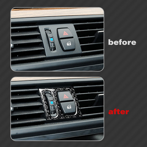 3Pcs Inner Real Carbon Fiber Center Dashboard Air Control Vent Outlet Cover Trim For BMW 5 Series F10 F11 F18 2011-17