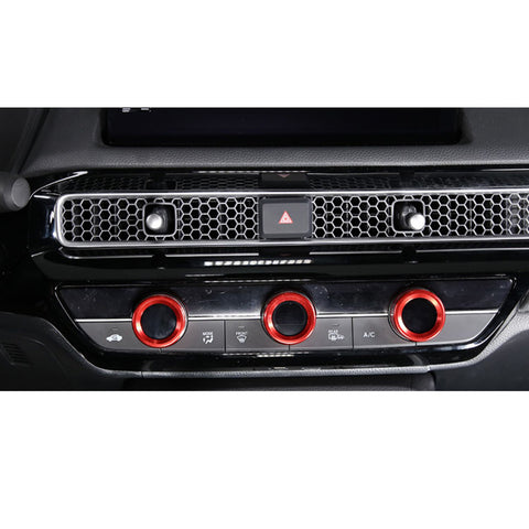 3x Red Center Console AC Switch Knob Ring Covers For Honda Civic 11th Gen 2022+