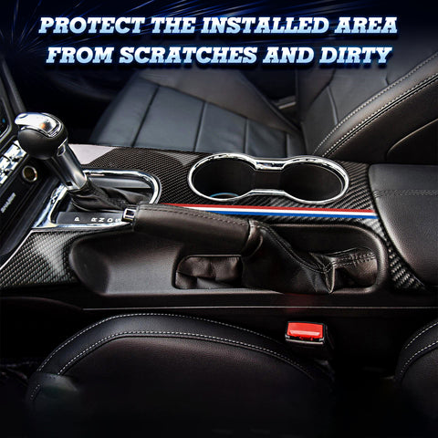 Genuine Carbon Fiber Interior Gear Shift Box Frame Cover For Ford Mustang 2015 2016 2017 2018 2019 2020 2021