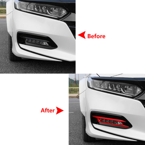 ABS Front Fog Light Lamp Cover Molding Trim fit for compatible with Honda Accord 10th Gen 2018 2019 2020,Glossy Red