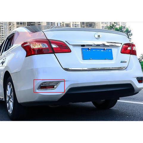 2x ABS Chrome Rear Bumper Reflector Cover Rear Fog Light Frame Moulding Trim for Nissan Sentra Sedan 2016-2019