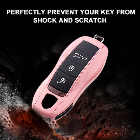 Gloss Pink ABS Smart Key Fob Cover Holder For Porsche Macan Carrera 911 Cayenne