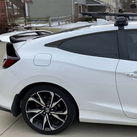 Carbon Fiber Style Side Door Window Strip Decals For Honda Civic Coupe 2016-2021