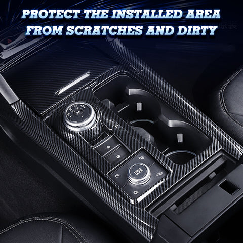 Carbon Fiber Style Center Gear Shift Box Trim Decal For Ford Explorer 2020-2023