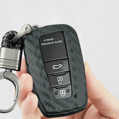 Carbon Fiber Pattern Soft TPU Key Fob Remote Case Cover for Toyota Camry Corolla GT 86 RAV4 Prius Avalon C-HR 2015-2020