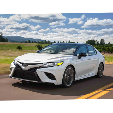 2pcs Yellow Reflective Headlight Sticker Headlamp Warning Safety Overlay Decal for Toyota Camry 2018 2019