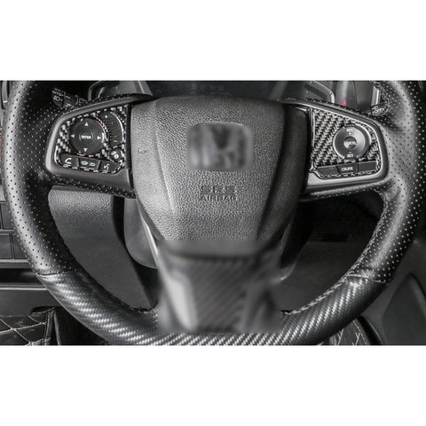 For Honda Civic 2016-2021 Carbon Fiber Texture Steering Wheel Button Cover Trim