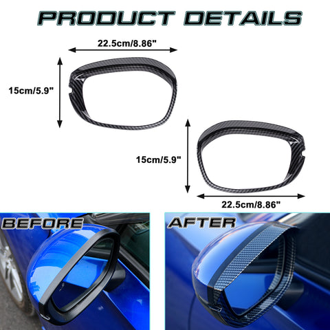 Carbon Fiber Pattern Rear View Side Mirror Cover Trim For Honda Civic 11th Gen