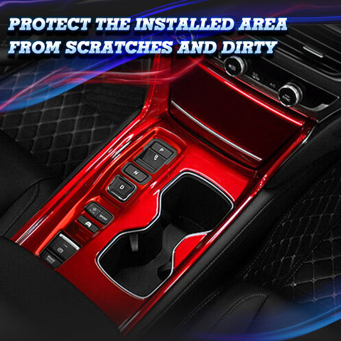 2PCS Glossy Red Gear Shift Box+Cigarette Lighter Trim Kit For Honda Accord 18-22