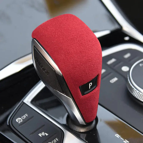 Red Suede Leather Gear Shift Knob Cap Trim For BMW 3-Series G20 G21 G28 2019-up