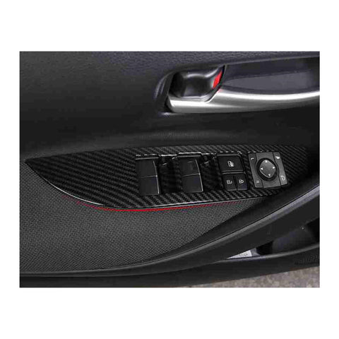 4pcs Door Window Lock Panel Switch Bezel Cover Driver Passenger Side for Toyota RAV4 2019-2024, Carbon Fiber Pattern Window Lift Switch Panel Cover Trim