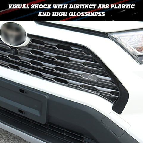 2pcs Auto Exterior Front Bumper Grille Frame Strip Cover Trim Compatible with Toyota RAV4 2019-2024, Glossy Black