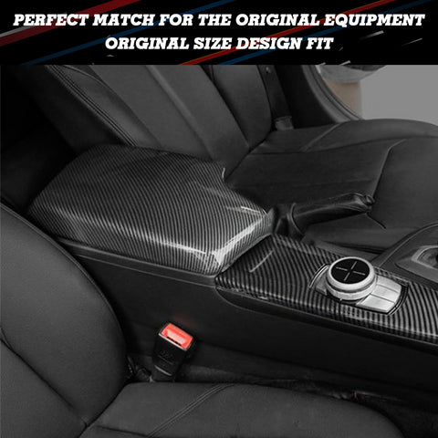 Carbon Fiber Pattern Interior Central Armrest Storage Box Cover Trim For BMW 3 Series F30 F31 2013-2018