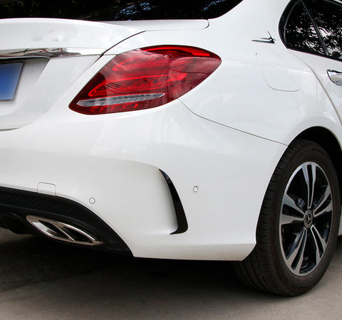 Glossy Black Rear Bumper Air Vent Spoiler Splitter Canard Insert Cover Trim Fit For Mercedes Benz W205 C-Class 4 Door Sedan C43 C63 AMG C180 C200 C300 2015+
