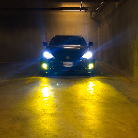 Set OEM Replacement Fog Light with H11 Halogen Bulb for Toyota Camry Corolla RAV4 Lexus RX ES IS Scion tC xA, Yellow Lens Driver Passenger Sides Fog Lamp Assembly