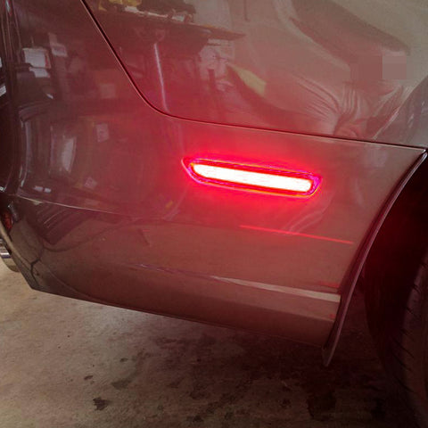 Set Red Rear Bumper Side Marker Light Smoked Lens Reflector for Ford Mustang 2015-2019, Direct Replace OEM Side Marker Lamp Kit Assembly