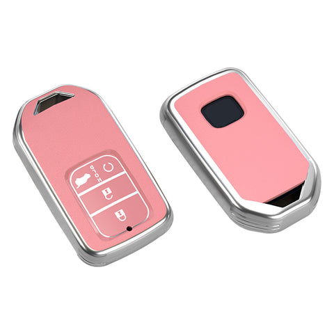 Pink Soft TPU Leather Full Protect Key Fob Cover Case For Honda Civic 2014-2017