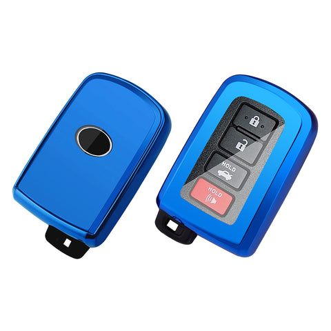 Blue TPU Full Seal Smart Key Fob Case For Toyota Camry Corolla Highlander Avalon