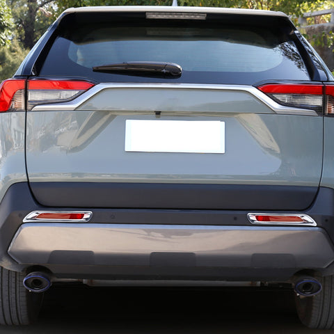 Rear Bumper Tail Reflector Fog Light Lamp Cover Trim ABS Chrome Auto Car Accessories 2PCS for Toyota RAV4 XA50 2019-2024