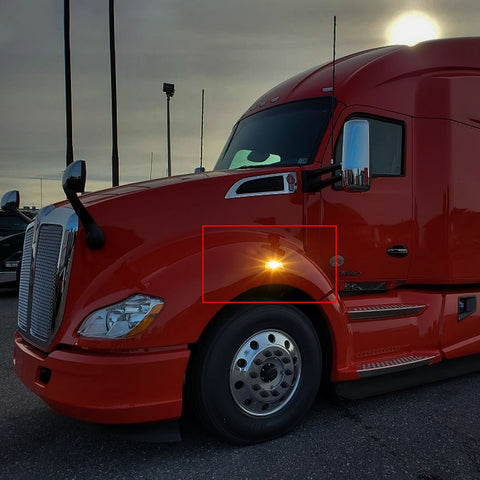 Clear Lens Chrome Amber LED Wheel Fender Side Marker Light Truck Signal Lamps For Kenworth T680 T700 T880 Peterbilt 567 Set-Back Axle models