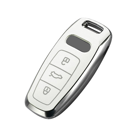 White TPU Full Seal Keyless Entry Key Fob Cover For Audi A3 A6L Q7 E-Tron S3 RS7