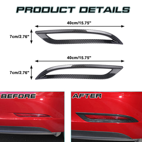 For Model 3 2017-2023 Carbon Fiber Look Rear Reflector Fog Light Bezel Cover