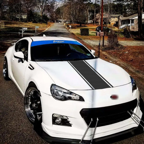 3X Carbon Fiber Texture Waterproof KK Vinyl Front Hood Bumper Stripe Sticker