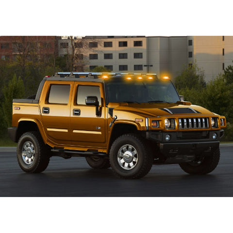 5pcs LED Cab Roof Light Kit for Hummer H2 SUT 2003-2009, Smoke Lens Cap Roof Running Lamp, Amber LED Cab Marker Light, Direct OEM Replacement Car Roof Top Clearance Light Assembly