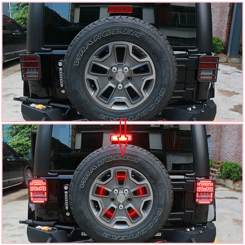for Jeep Wrangler JK 2007-2018 Spare Tire Brake Light, Spare Tire LED Tail Light Rear Wheel 3rd Brake Lamp