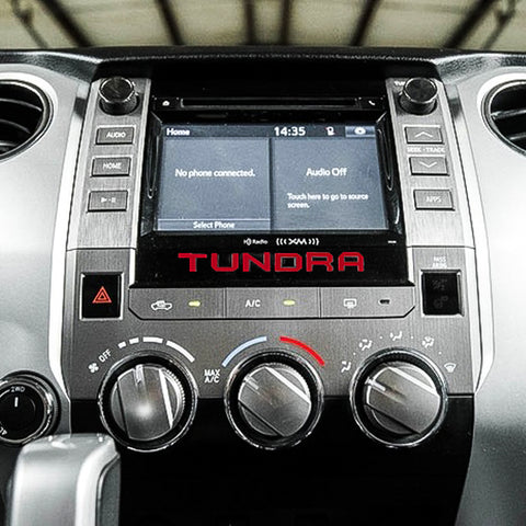 Red / White Dashboard Radio Letter Insert Overlay Vinyl Decal Sticker for Toyota Tundra 2014-2019