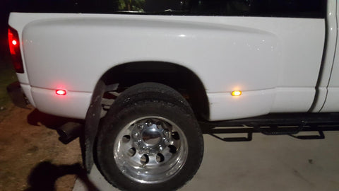 LED Fender Marker Replacement For DODGE 2003-2009 RAM 2500 3500, Smoked Lens Amber Red LED Fender Bed Side Marker Lights Set Assembly Heavy Duty Dually Truck Double Wheel Side Rear Fenders